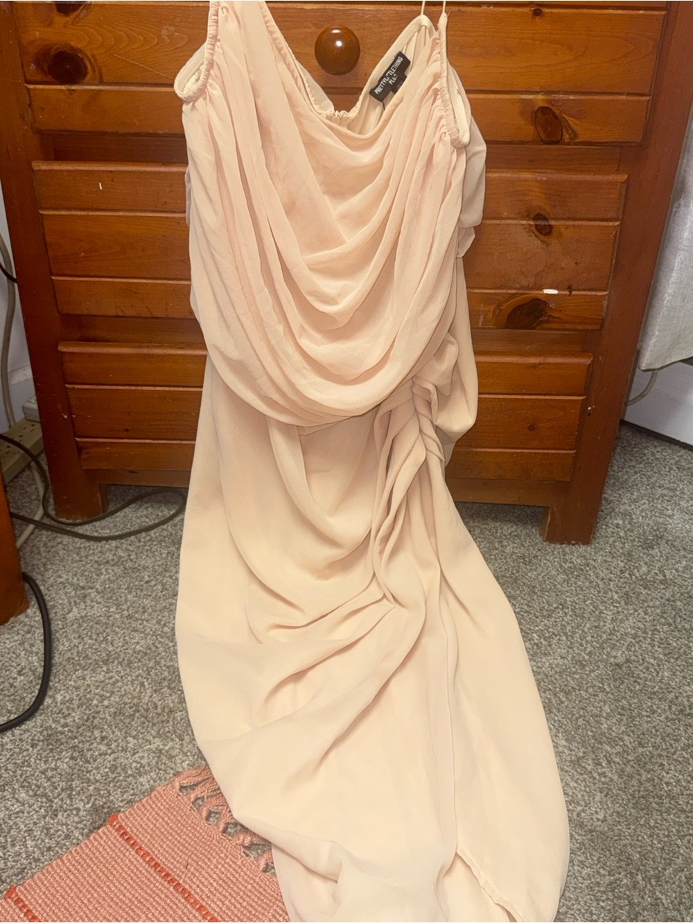 PrettyLittleThing Pale Blush Draped Maxi Dress